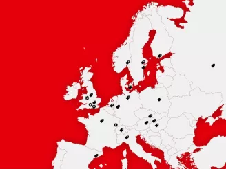 Map of Sharp locations in Europe