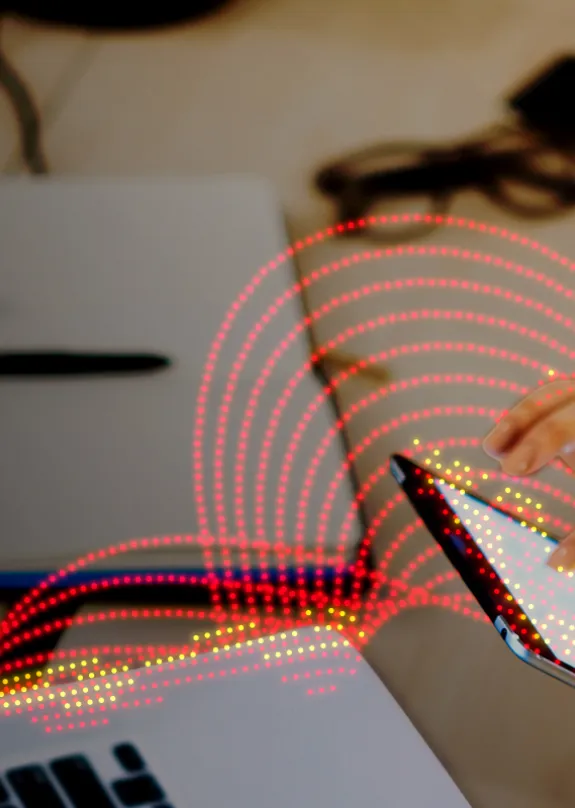 Woman reading from a tablet 