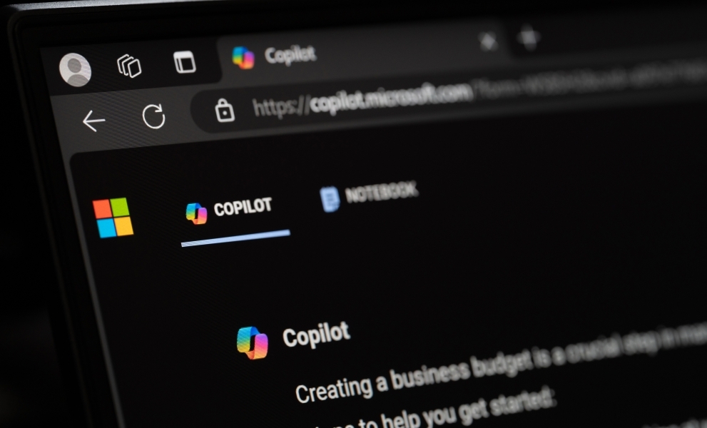 Screenshot of Copilot, asking AI to help with a business budget