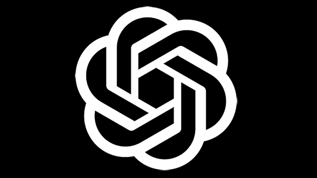 logo of Open AI's ChatGPT on black background